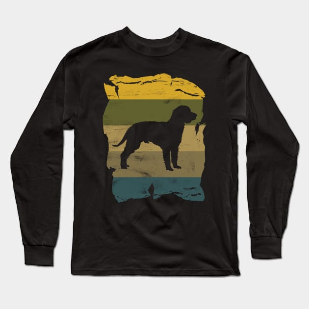 American Water Spaniel Distressed Vintage Retro Silhouette Long Sleeve T-Shirt by DoggyStyles